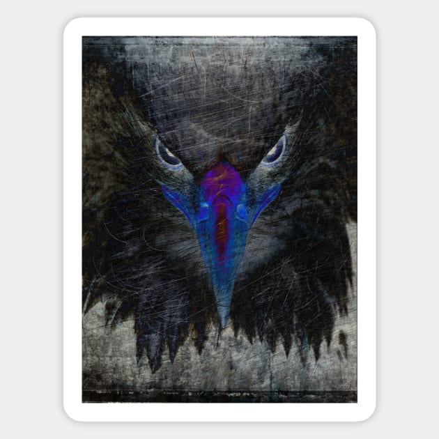 Eagle with Blue Beak Sticker by OssiesArt